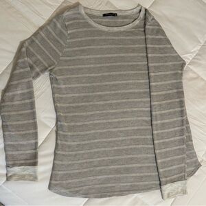 Staccato Striped Gray Long Sleeve Relaxed Fit Top Size Medium Ladies